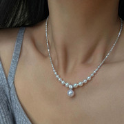 碎银子渐变大小珍珠项链女潮流时尚轻奢锁骨链小众高级感颈链