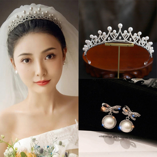 新娘结婚头饰耳环套装18成年礼超仙森系婚纱王冠女十八岁生日