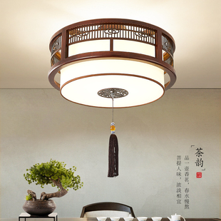 新中式实木吸顶灯中国风小吊灯，餐厅卧室禅意，茶楼灯玄关过道灯具