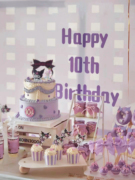 网红库洛米甜品台生日蛋糕装饰暗黑紫色系蝴蝶结库洛米插牌贴纸