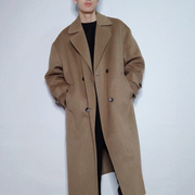 双面羊绒大衣男中长款羊毛廓形高级感英伦，风设计感西装韩国东大门