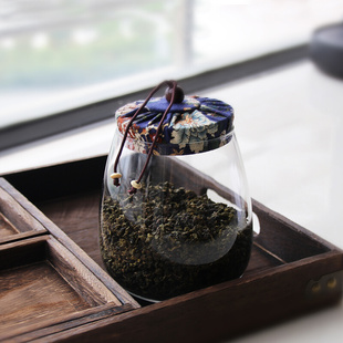 软木塞透明玻璃茶叶罐样品密封茶罐精美布盖糖果花茶罐子茶具配件