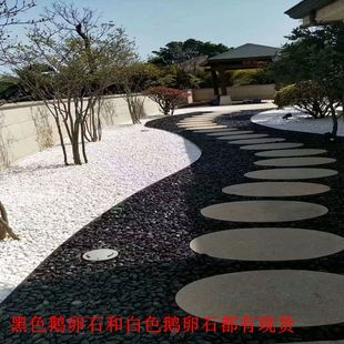 黑色鹅卵石庭院装饰铺路砾石花盆铺面彩色石子鱼缸造景雨花石