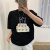 韩国korea夏季撞色圆领蛋糕蝴蝶结百搭中长款短袖，t恤上衣