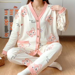 产后月子服哺乳夏季薄款孕妇睡衣春秋纯棉女产妇出院喂奶装家居服