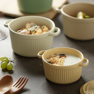 双耳蒸蛋碗舒芙蕾烤碗带盖空气，炸锅儿童专用陶瓷炖蛋盅布丁碗餐具