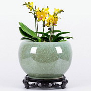 球形陶瓷花盆带托盘大号特大号超大高颜值高端养花种树大花盆特深