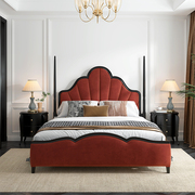 美式轻奢床现代简约实木主卧床黑色高端布艺靠背床法式复古双人床