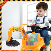 滑步车四轮亲子音乐童车，挖机儿童玩具可坐男孩，大号工程幼儿园室内