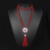 天然红玛瑙项链锆石镶嵌太阳花红宝石水晶项链女士长款毛衣链