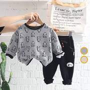 男童春秋套装0一1-2-3周岁半小童宝宝秋季衣服，婴儿洋气卫衣两件套