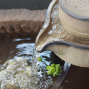 定制石磨流水摆件陶瓷招财小石槽搭配件出水口磨盘庭院风水轮鱼缸