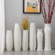 樾立陶瓷花瓶落地白色摆件 客厅银柳富贵竹插花鲜花水养欧式家居