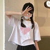 纯棉ins短款t恤女学生夏季韩版白色，修身显瘦短袖上衣服潮甜酷