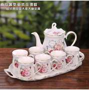 美式简欧陶瓷茶壶茶杯带托盘礼盒装家用下午茶欧式茶具套装