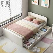 全实木儿童床北欧1米小床1.2单人床，抽屉床现代男女孩小户型储物床