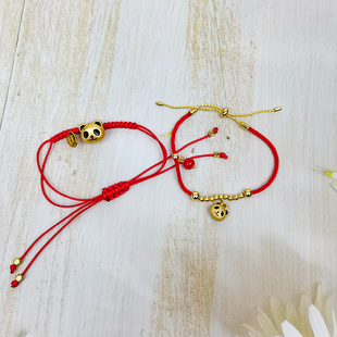 熊猫手链红绳创意编织手绳手链简约可爱送女生时尚首饰成都纪念品