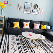黑白格子地毯f卧室北欧简约几何轻奢条纹，沙发地垫家用客厅茶几毯
