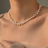 法式复古天然巴洛克花瓣珠项链 异形不规则淡水珍珠颈链高级感女