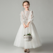 儿童晚礼服公主裙女童高端轻奢小众花童婚礼小女孩主持钢琴演出服