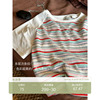 poxffee彩虹条纹短袖t恤女夏季拼接小众设计小个子短款上衣