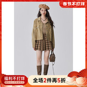 爱客2023年秋季韩版宽松时尚外套，女高级感气质休闲夹克外衫