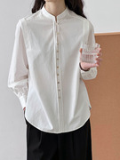2024春季法式温柔衬衫，复古设计感宽松长袖上衣白色