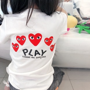 夏季潮牌童装 play背后五颗心纯棉儿童短袖T恤男女童T亲子装时尚