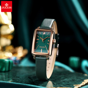 聚利时品牌小绿表长方形手表，女式简约气质，小方盘轻奢设计女表