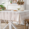 蔓越家法式复古桌布白色条纹高级感蕾丝镂空长方形家用餐桌布台布