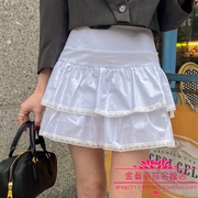 韩国24年春夏款气质女郎，时尚蕾丝边层叠荷叶边蛋糕短裤裙