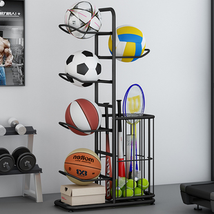 篮球收纳架家用室内球类足球，排球羽毛球摆放置物架，运动器材收纳筐
