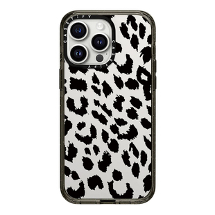 CASETi性感黑色豹纹手机苹果15适用于iPhone14奶牛13ProMax小众设计满印白色线条蝴蝶12防摔保护套11硬壳