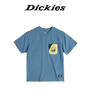 Dickies童装男女童T恤24春夏胸口拼色小口袋圆领短袖T恤儿童短袖