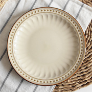 复古做旧创意陶瓷餐具，美式浮雕西餐盘汤，菜盘子牛排盘浅盘水果盘