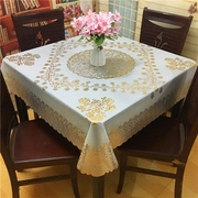 pvc烫金桌布1米方桌子(方桌子，)正方形家用防水防油免洗欧式轻奢茶几