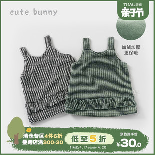 cutebunny婴儿加绒吊带裙2022秋冬女小童洋气宝宝背心小裙子