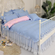 公主风纯色床裙床罩被套三四件套，白纱花边少女，心1.51.8米床上ins