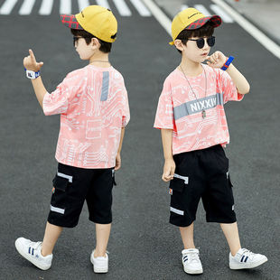 男童套装夏季2023儿童中大童韩版短袖短裤两件套潮流男孩外穿