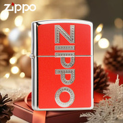 正版zippo煤油打火机经典标志防风红色龙年礼物送男友定制刻字