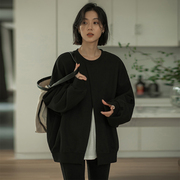 无谓韩式文艺2024年春季女装宽松圆领休闲长袖气质卫衣女外套