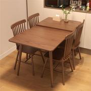 实木伸缩餐桌家用小户型简约可折叠拉伸方形饭桌中式胡桃色吃饭桌
