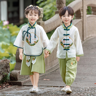 汉服男童新中式儿童夏季唐装礼服套装2024女童国风古装表演服
