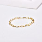 韩国流行14K黄金戒指女 气质潮闪亮方格细链食指戒指指环女