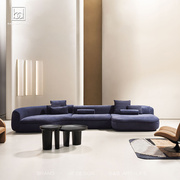 意式极简客厅创意实木布艺转角沙发后现代简约轻奢高端设计师家具