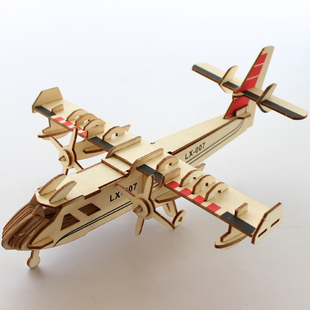 木头歼20航模飞机模型拼装仿真手工积木质，3d立体拼图儿童木制玩具