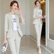 中袖小西装套装女韩版夏季2024休闲时尚炸街气质职业装两件套