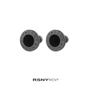 RSNY MEN字母黑色男士耳钉气质设计感小众高级感男生纯银耳针