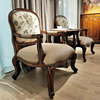 美式单人沙发小户型卧室沙发椅，实木真皮坐包老虎，椅客厅休闲椅欧式
