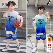 男童篮球服网眼速干套装，无袖夏季背心儿童中大童，运动30号库里球衣